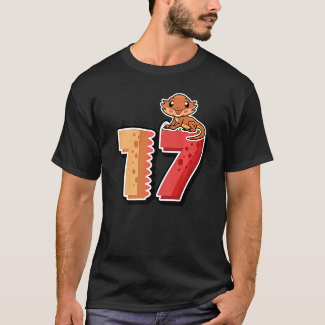 Bearded Dragon 17 Birthday Reptile Animal Graph T Shirt (Framsida)