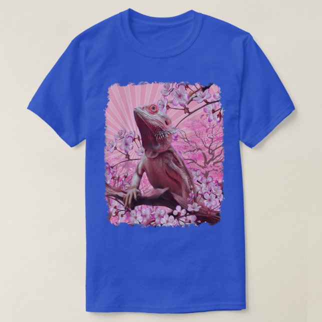 Bearded Dragon Aesthetic Pink Sakura Cherry Blosso T Shirt (Design framsida)