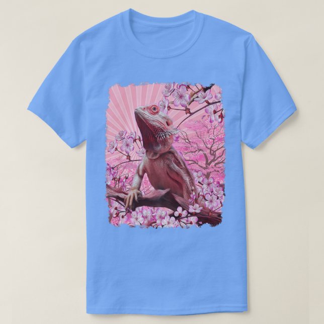 Bearded Dragon Aesthetic Rosa Sakura Cherry Blosso T Shirt (Design framsida)