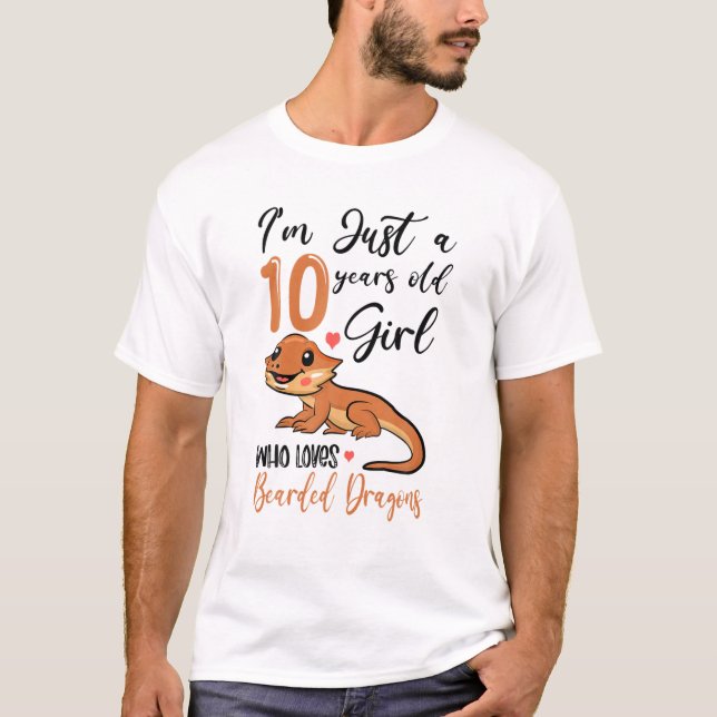 Bearded Dragon Älskare 10th Birthday Girl B-Day 10 T Shirt (Framsida)