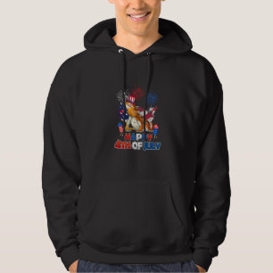 Bearded Dragon American Flagga Fireworks Lycklig 4 Hoodie