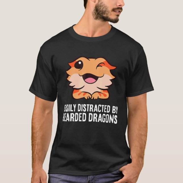 Bearded Dragon är lätt distraherad av böjd Dragon T Shirt (Framsida)