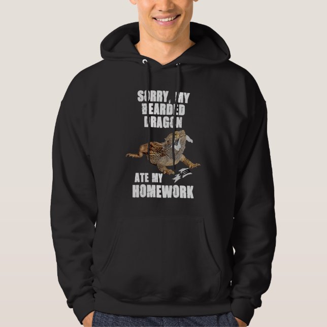 Bearded Dragon Ate Homework Reptiles  Pet Owner Gr Hoodie (Framsida)