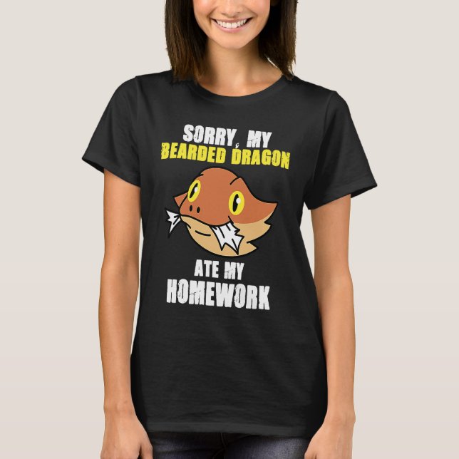 Bearded Dragon Ate Homework Reptiles  Pet Owner Gr T Shirt (Framsida)