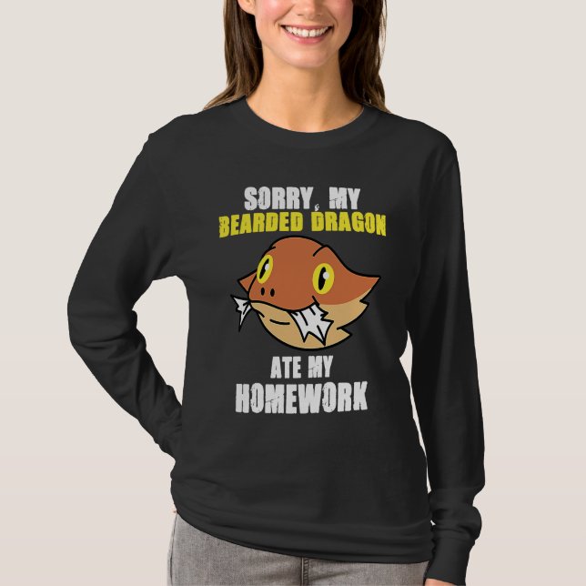 Bearded Dragon Ate Homework Reptiles  Pet Owner Gr T Shirt (Framsida)