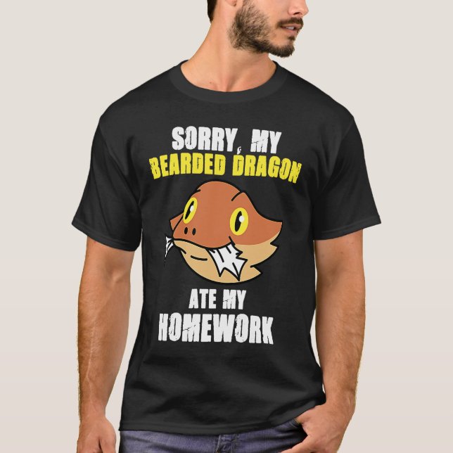 Bearded Dragon Ate Homework Reptiles  Pet Owner Gr T Shirt (Framsida)
