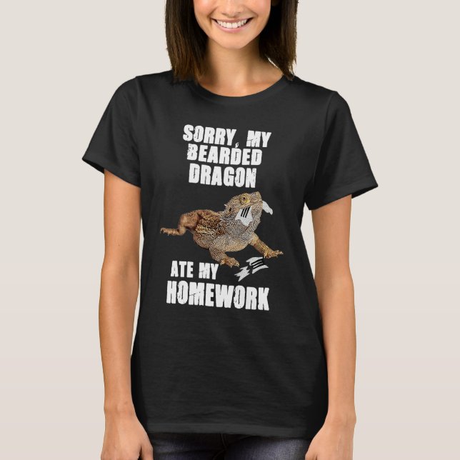 Bearded Dragon Ate Homework Reptiles  Pet Owner Gr T Shirt (Framsida)