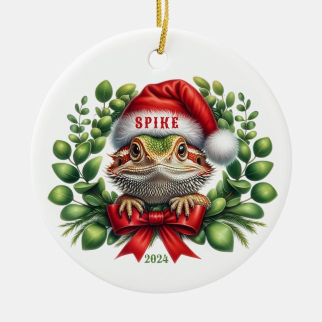 Bearded Dragon Ceramic Circle Ornament (Framsidan)