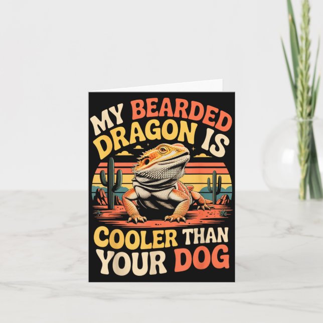 Bearded Dragon Cooler Reptile Animal Beardie Beard Kort (Framsida)
