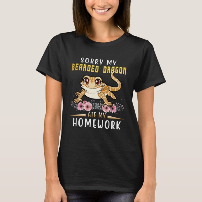 Bearded Dragon Cute Lizard  Beardie Ate My Homewor T Shirt (Framsida)