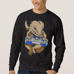 Bearded Dragon Gamer Boys Kids Video Game Players Lång Ärmad Tröja