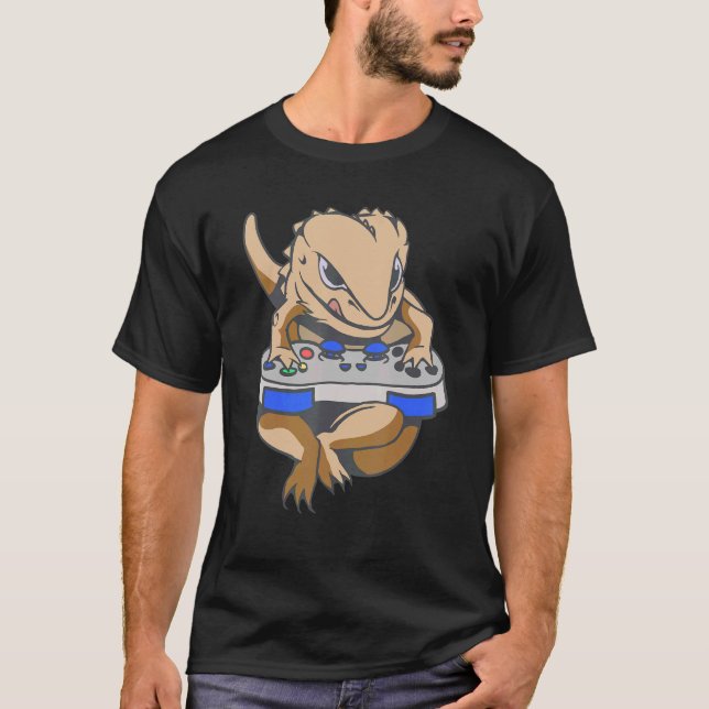 Bearded Dragon Gamer Boys Kids Video Game Players T Shirt (Framsida)