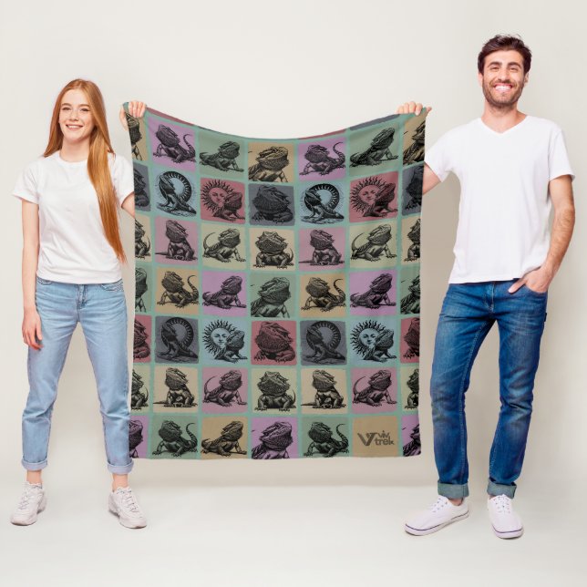 Bearded Dragon Gift Blanket, Mysiga Reptile Älskar Fleecefilt (På plats)