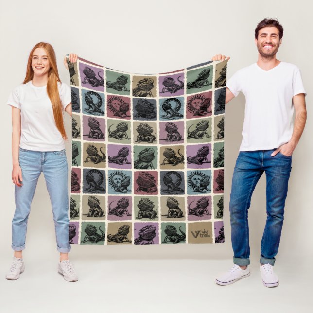 Bearded Dragon Gift Blanket, Mysiga Reptile Älskar Fleecefilt (På plats)