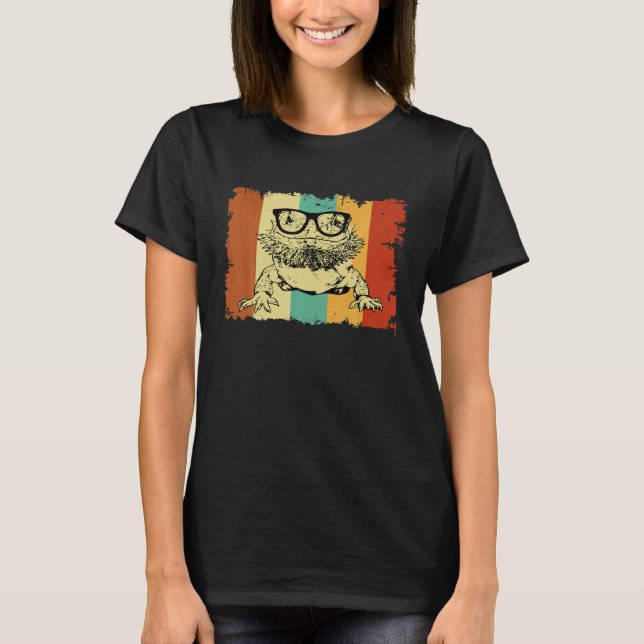 Bearded Dragon Glasses Nerd  Animal Optician Vinta T Shirt (Framsida)