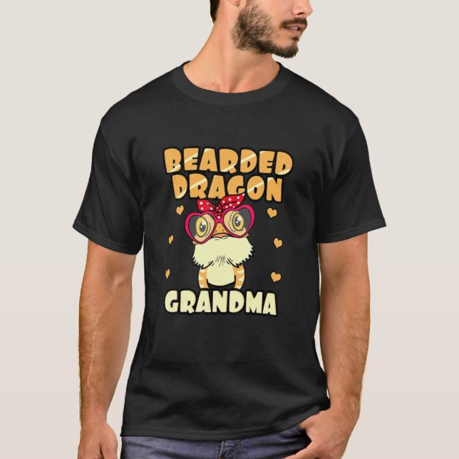 Bearded Dragon Grandma Pogona Reptile Grandma Moth T Shirt (Framsida)