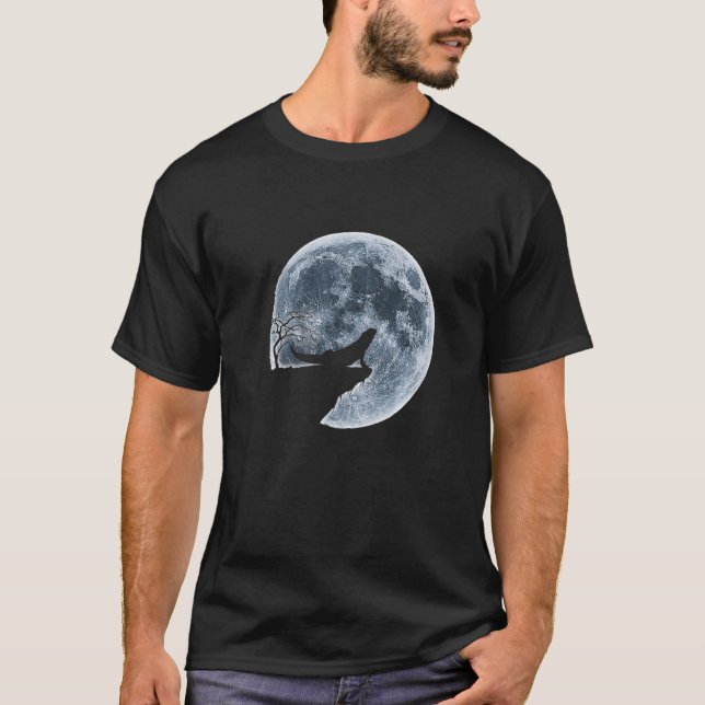 Bearded Dragon Halloween Costume Måne Silhouette T Shirt (Framsida)