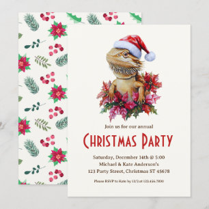 Bearded Dragon i jultomten Party Inbjudningar
