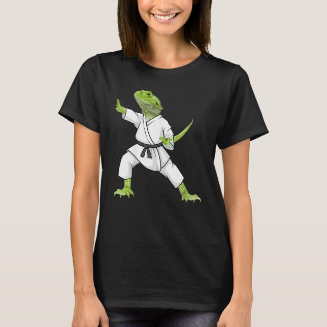 Bearded Dragon Karate Lizard Reptile Animal Austra T Shirt (Framsida)