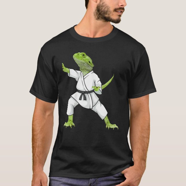 Bearded Dragon Karate Lizard Reptile Animal Austra T Shirt (Framsida)