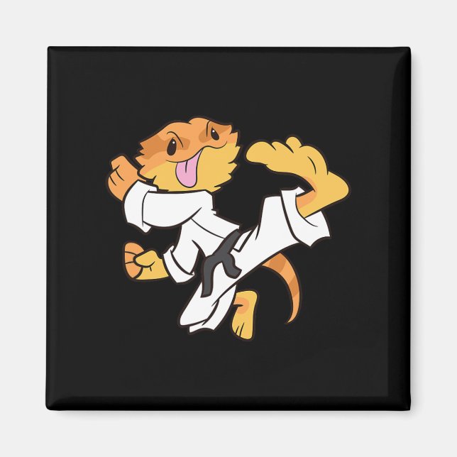 Bearded Dragon Karate Samurai Lizard Bearded Drago Magnet (Framsidan)