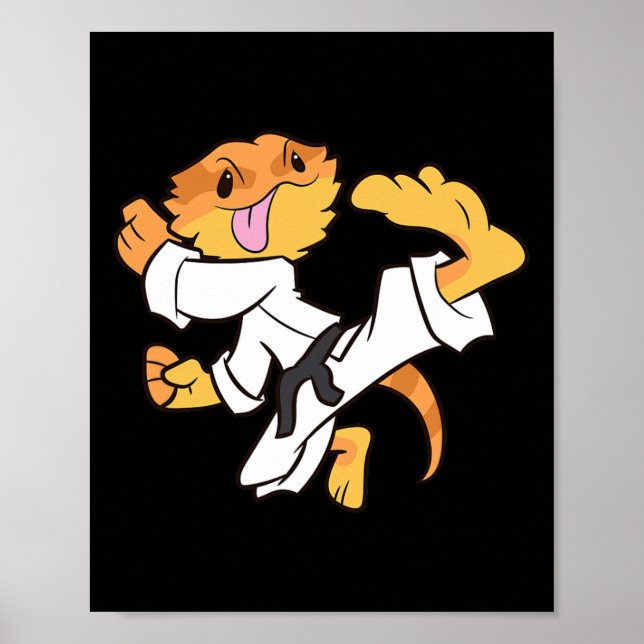 Bearded Dragon Karate Samurai Lizard Bearded Drago Poster (Framsidan)