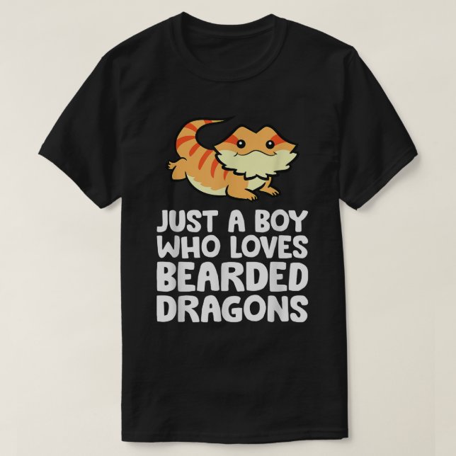 Bearded Dragon Lizard, bara en pojke som Kärlek ba T Shirt (Design framsida)