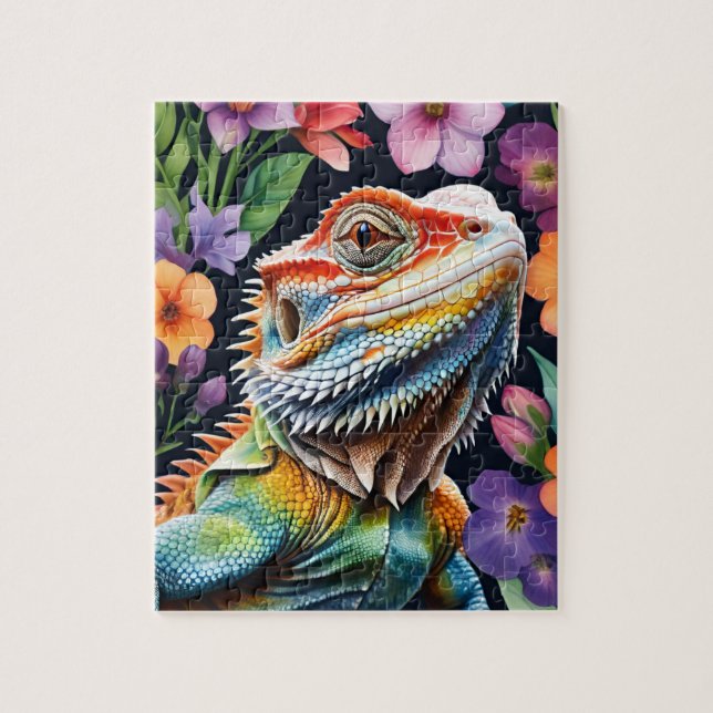 Bearded Dragon Lizard Family Pet Portrait Pussel (Vertikal)
