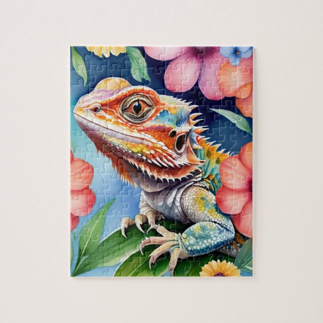 Bearded Dragon Lizard Family Pet Portrait Pussel (Vertikal)