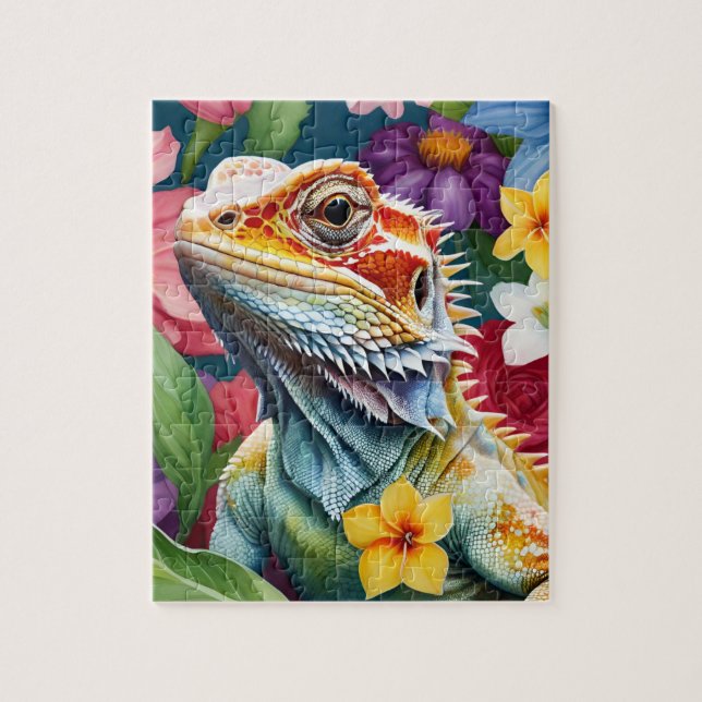 Bearded Dragon Lizard Family Pet Portrait Pussel (Vertikal)