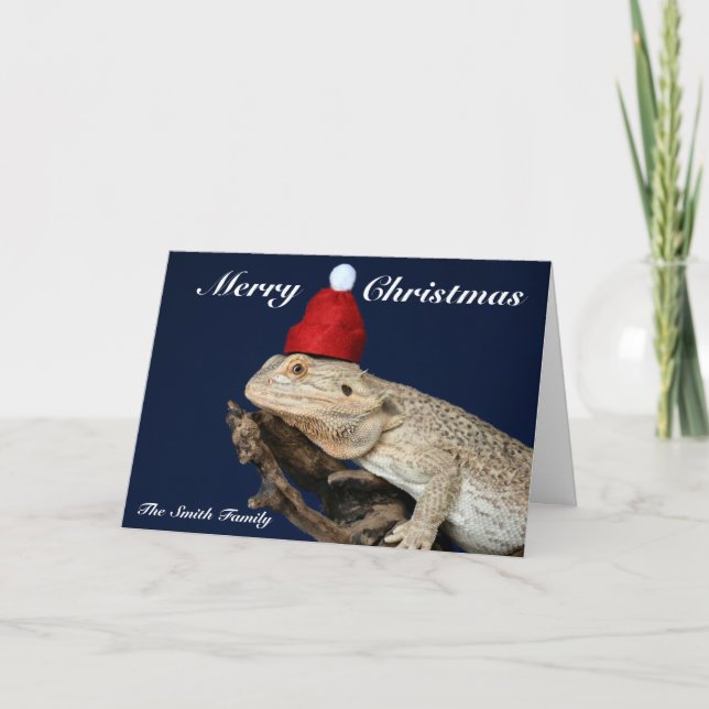 Bearded Dragon Lizard - jultomten Kort (Framsida)