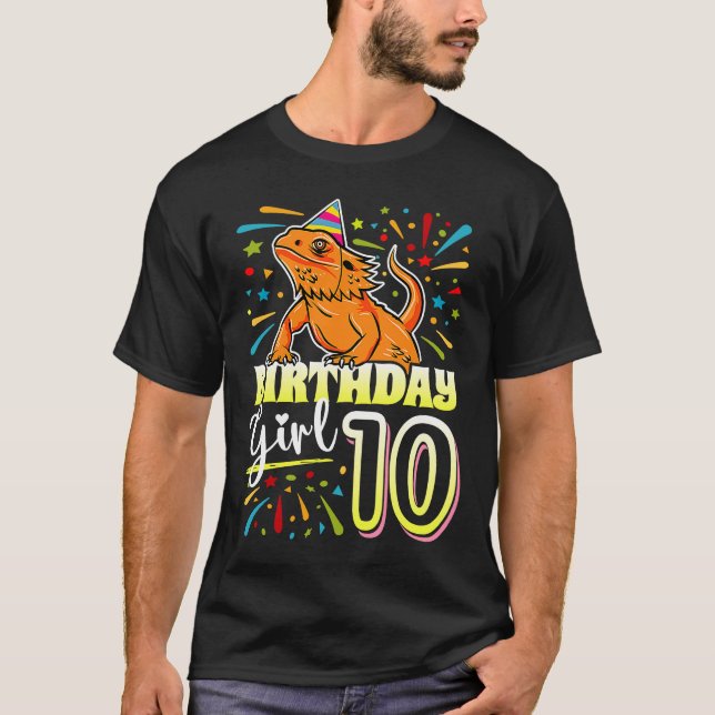Bearded Dragon Lizard Kids 10:e födelsedagen 10 år T Shirt (Framsida)