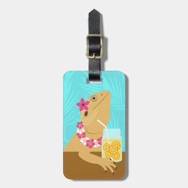 Bearded Dragon Lizard Luggage Tag Bagagebricka (Vertikal Framsida)