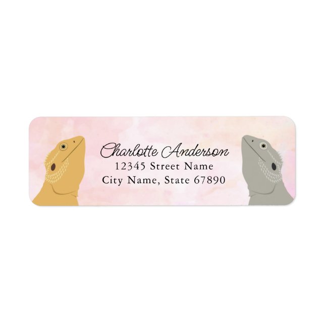 Bearded Dragon Lizard Returetiketters Returadress Etikett (Framsidan)