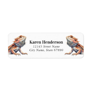 Bearded Dragon Lizard Returetiketters Returadress Etikett