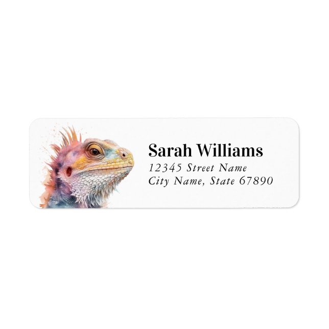Bearded Dragon Lizard Returetiketters Returadress Etikett (Framsidan)