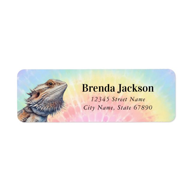 Bearded Dragon Lizard Returetiketters Returadress Etikett (Framsidan)