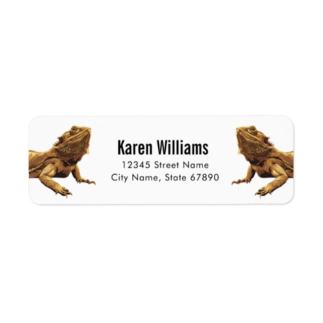 Bearded Dragon Lizard Returetiketters Returadress Etikett (Framsidan)