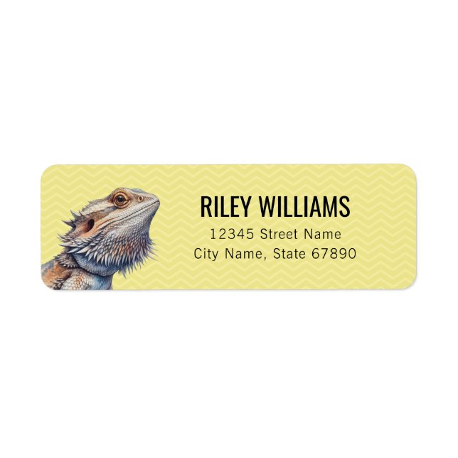 Bearded Dragon Lizard Returetiketters Returadress Etikett (Framsidan)