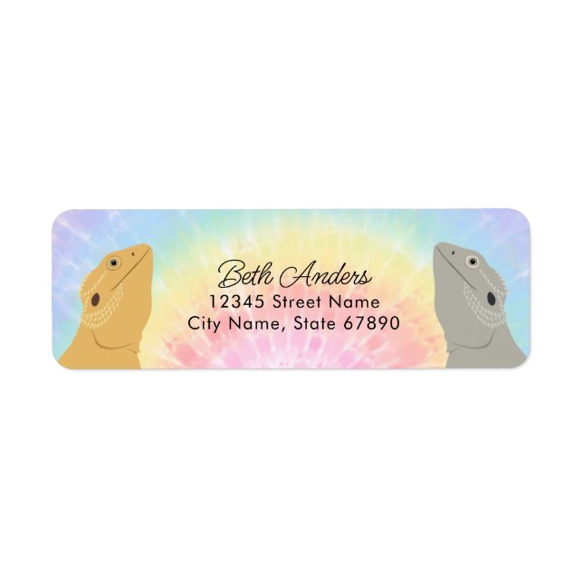 Bearded Dragon Lizard Returetiketters Returadress Etikett (Framsidan)