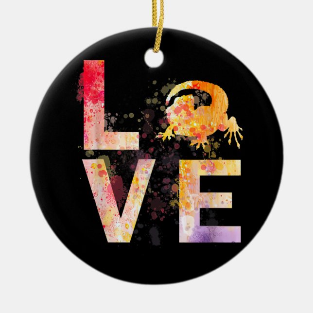 Bearded Dragon Mamma-gåvor, färgade, med böjd drag Julgransprydnad Keramik (Framsidan)