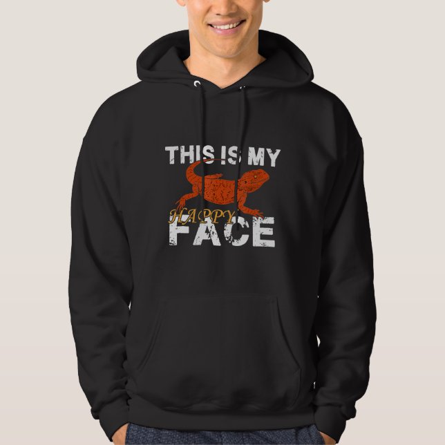 Bearded Dragon My Lycklig Ansikte Lizard Reptile Hoodie (Framsida)