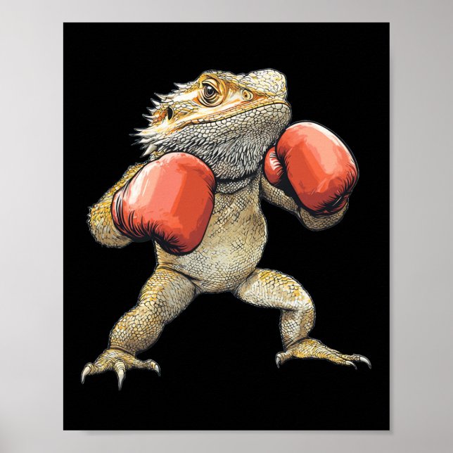 Bearded Dragon, nedtryckt som en boxerfunny Boxing Poster (Framsidan)