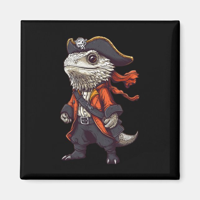 Bearded Dragon, nedtryckt som Pirat Funny Hallowee Magnet (Framsidan)