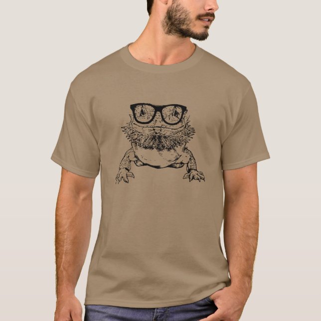 Bearded Dragon Nerdy Glasses Animal T Shirt (Framsida)