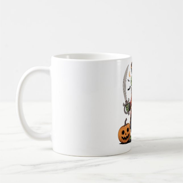 Bearded Dragon Pirat Halloween Art Kaffemugg (Vänster)