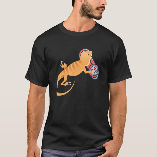 Bearded Dragon Play Video Game Lizards T Shirt (Framsida)