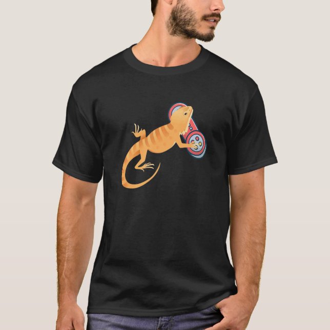 Bearded Dragon Play Video Game Lizards T Shirt (Framsida)