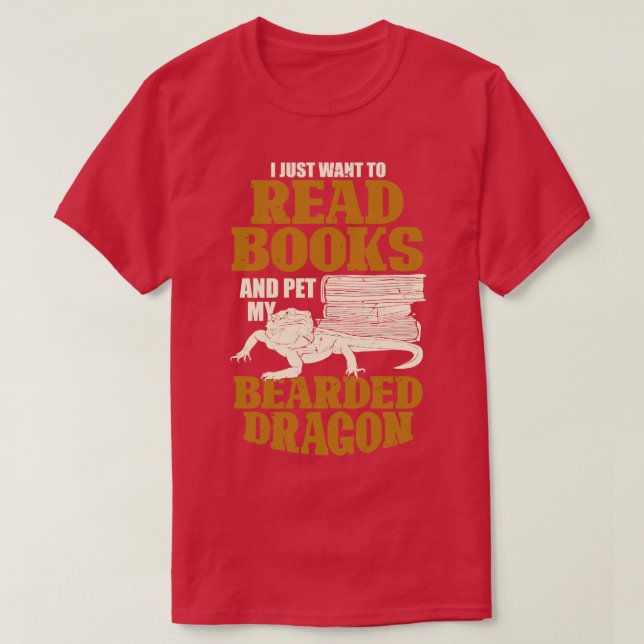 Bearded Dragon Reading Älskare Gift T Shirt (Design framsida)