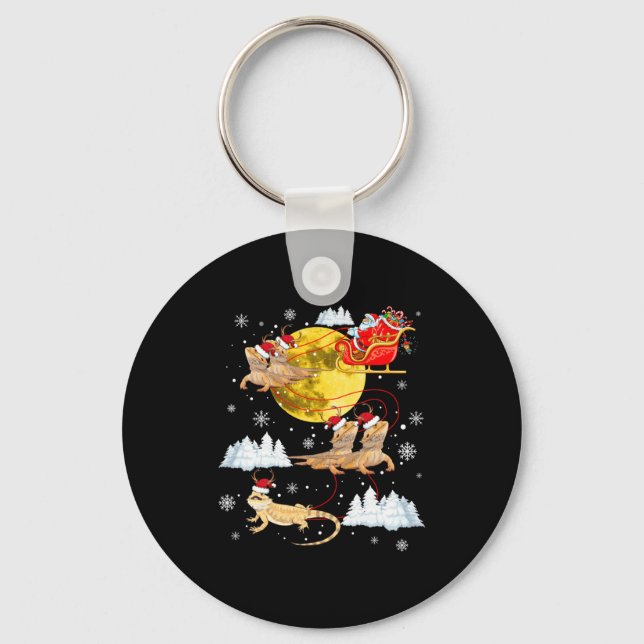 Bearded Dragon Reindeer Christmas Pajama Santa Xma Nyckelring (Framsida)